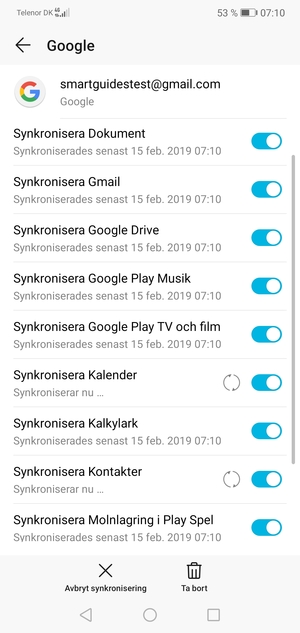 Din information kommer att synkroniseras