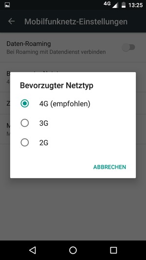 Wählen Sie die gewünschte Option