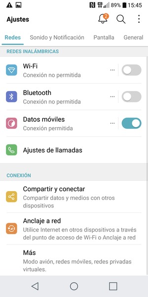 Seleccione Redes y Más