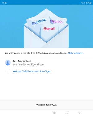 Wählen Sie WEITER ZU GMAIL