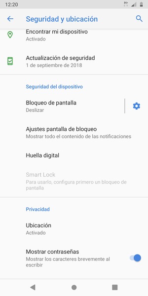 Desplácese y seleccione Ubicación