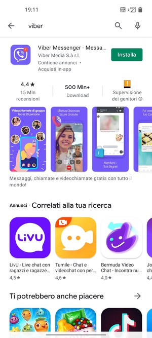 Seleziona l'applicazione