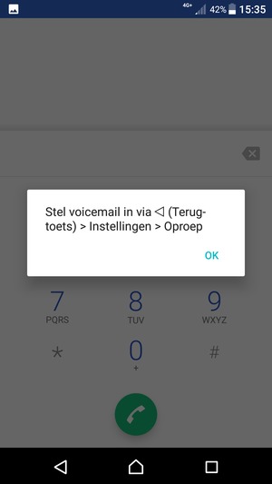 Als uw voicemail niet geïnstalleerd is, selecteert u OK