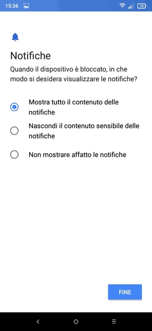 Seleziona la tua opzione preferita e poi FINE