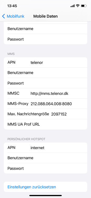 Scrollen Sie und wählen Sie Einstellungen zurücksetzen