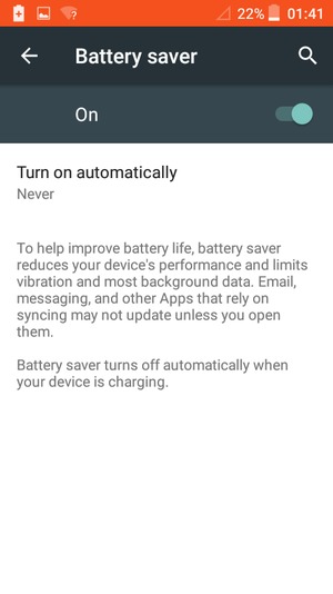 Turn on Battery saver