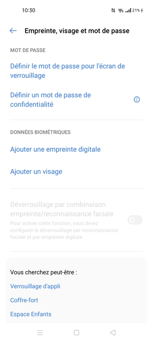 Sélectionnez Définir le mot de passe pour l'écran de verrouillage