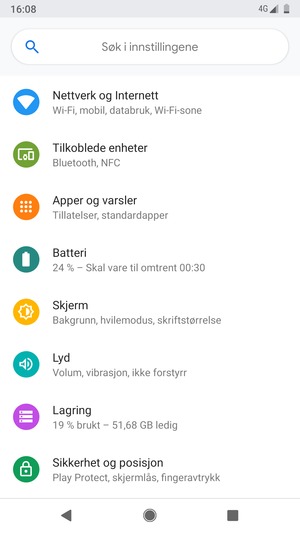 Velg Nettverk og Internett