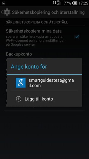 Tryck på ditt säkerhetskopieringskonto