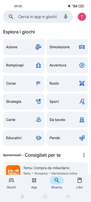 Seleziona la barra di ricerca