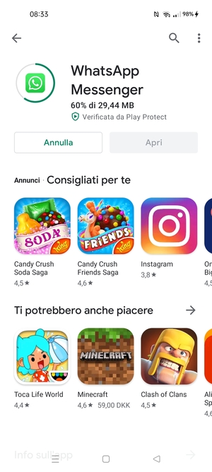 Attendi il completamento del processo di installazione