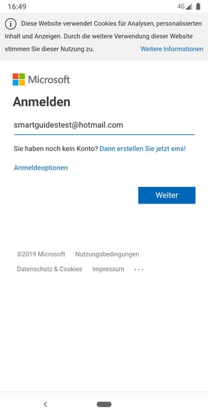 Geben Sie Ihre E-Mail-Adresse ein und wählen Sie Weiter