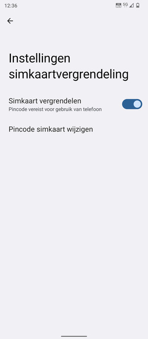 Selecteer Pincode simkaart wijzigen