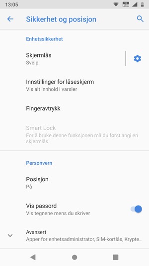 Bla til og velg Avansert