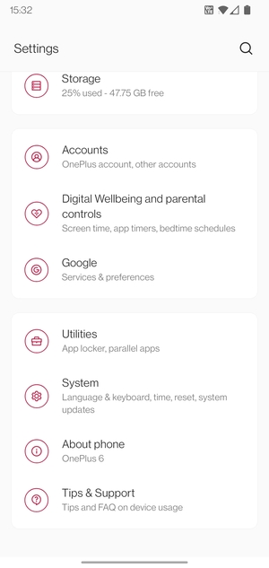 Scroll to and select System