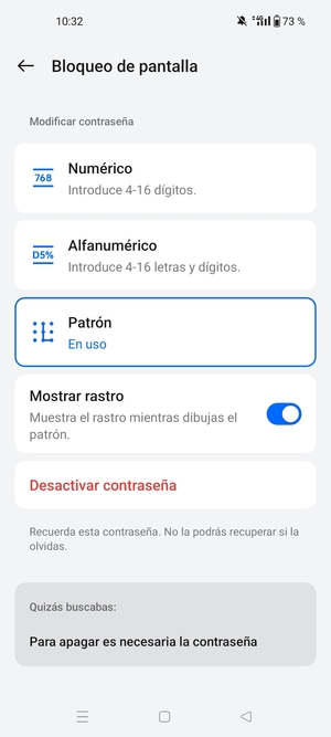 El teléfono ha sido asegurado con un bloqueo de pantalla