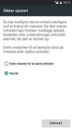 Vælg FORTSÆT