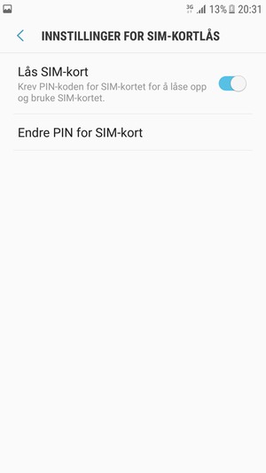 Velg Endre PIN for SIM-kort