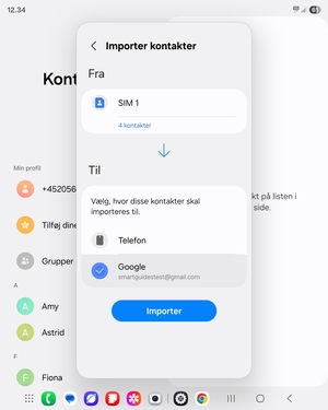 Vælg Importer