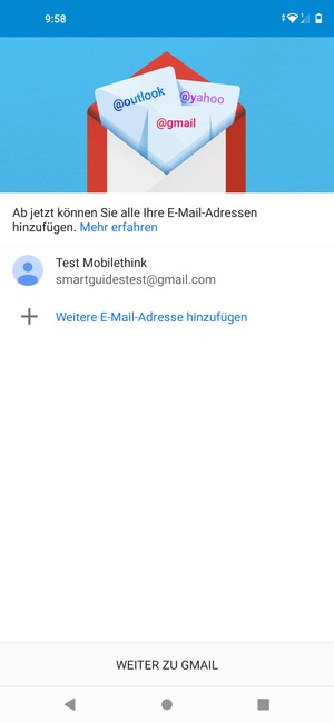 Wählen Sie WEITER ZU GMAIL