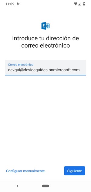 Introduzca su Dirección de correo electrónico y seleccione Configurar manualmente