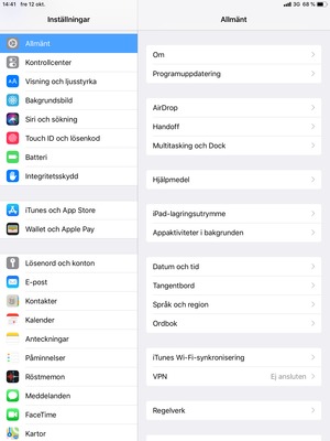 Välj Allmänt och Programuppdatering