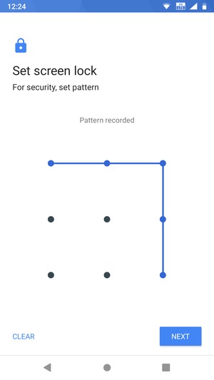 Draw an unlock pattern and select NEXT