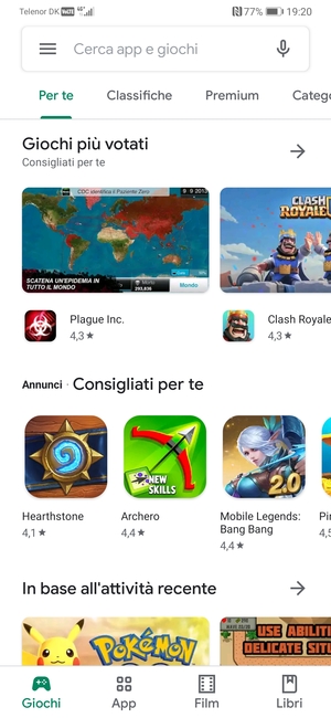 Seleziona la barra di ricerca