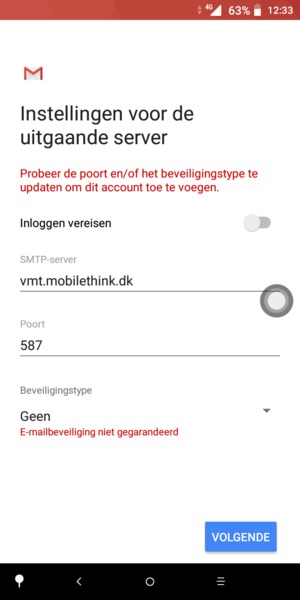 Selecteer VOLGENDE