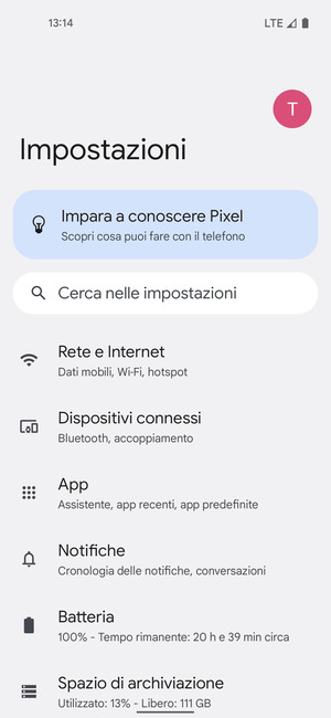 Seleziona Rete e Internet