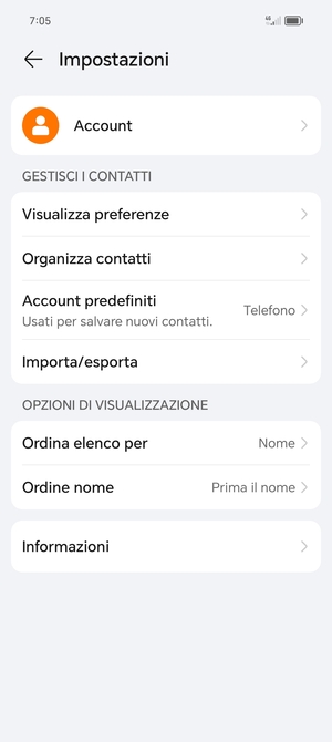 Seleziona Importa/esporta