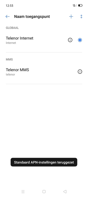 Selecteer Nieuwe APN