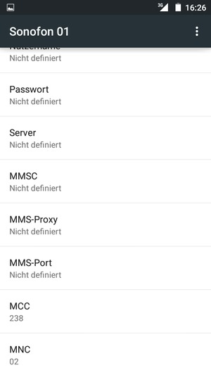 Scrollen Sie nach unten und geben Sie MMS-Informationen ein