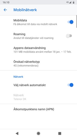 Stäng av Välj nätverk automatiskt