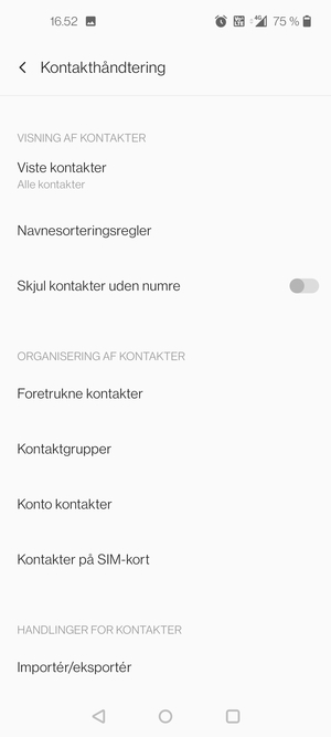 Vælg Kontakter på SIM-kort