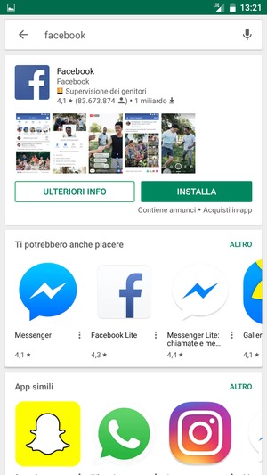 Seleziona l'applicazione
