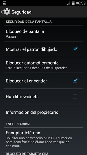 El teléfono ha sido asegurado con un bloqueo de pantalla