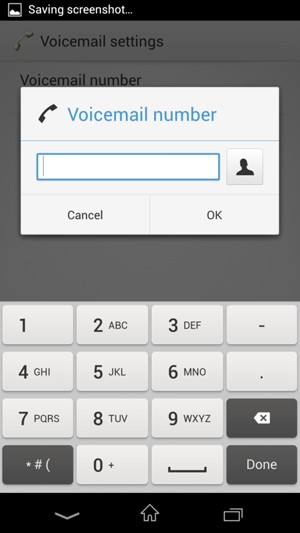 Enter the Voicemail number and select OK
