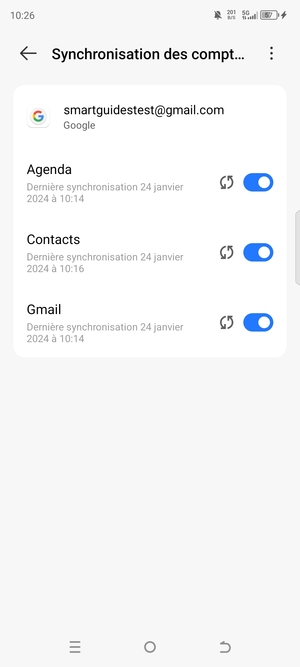 Assurez-vous que Contacts est sélectionné