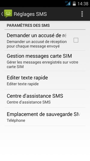 Sélectionnez Centre d'assistance SMS