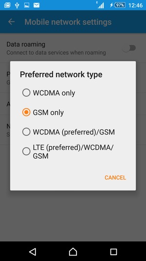 Select GSM only to enable 2G