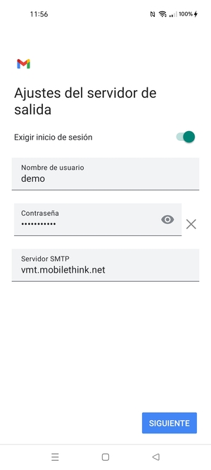 Introduzca la dirección de servidor saliente