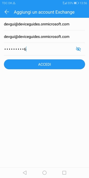 Inserisci indirizzo email, nome utente e password. Seleziona ACCEDI