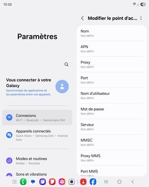 Saisissez les informations Internet