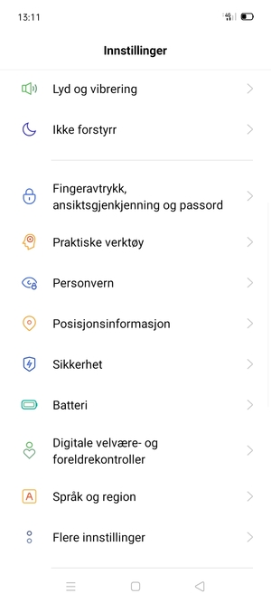 Bla til og velg Batteri