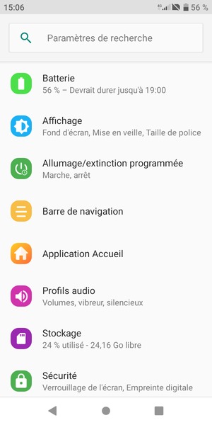 Faites défiler et sélectionnez Sécurité