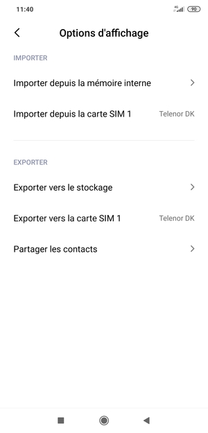 Sélectionnez Importer depuis le carte SIM