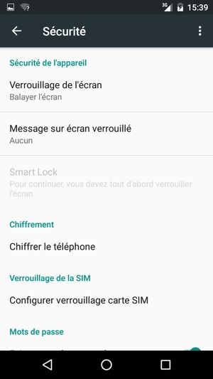 Sélectionnez Verrouillage de l'écran