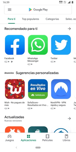 Seleccione la barra de Búsqueda