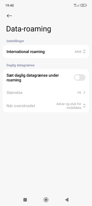 Vælg International roaming